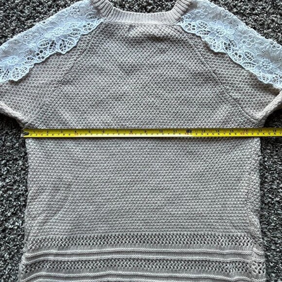 Cream And White Lace Boho Sweater, Women's Large Floral Lace Long Sleeve Shirt - Picture 7 of 8